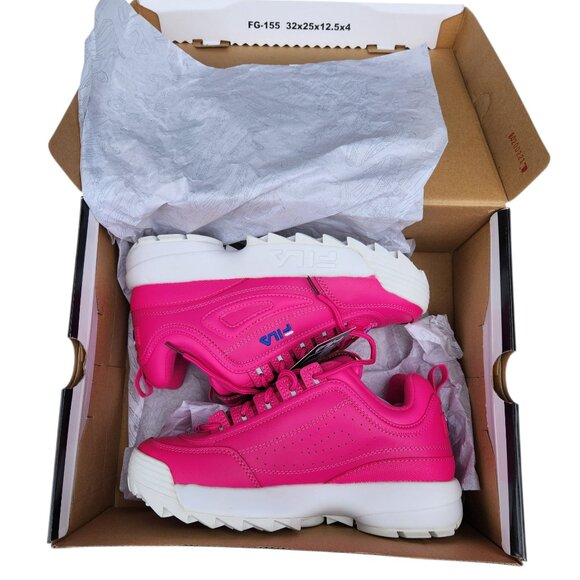 FILA Women's Disruptor II Premium Hot Pink White Sneakers 5XM00817-956 Size 7.5 - Picture 3 of 11